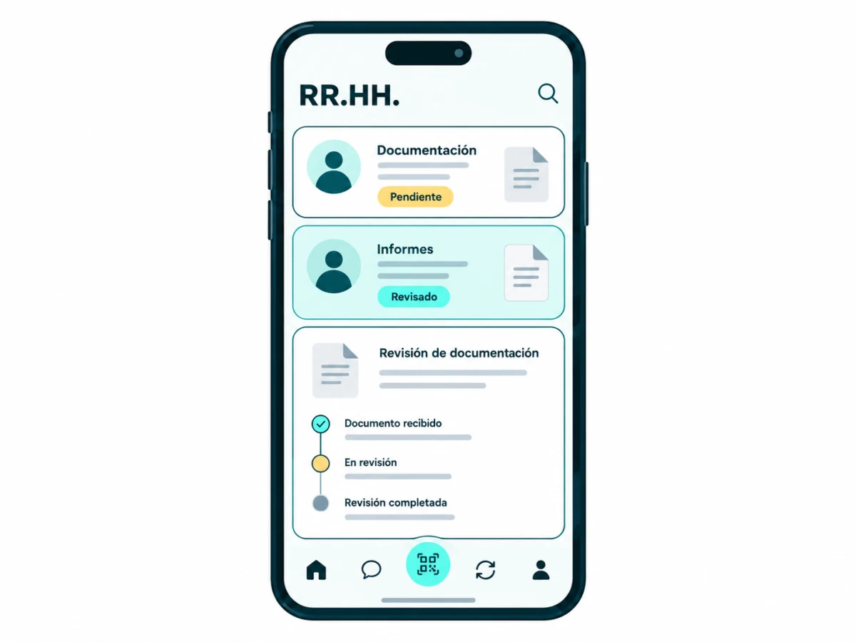 Ilustración de la app de RR.HH. para revisar documentación e informes